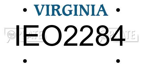 IEO2284 Virginia License Plate