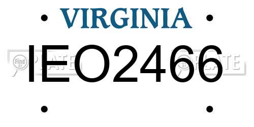 IEO2466 Virginia License Plate