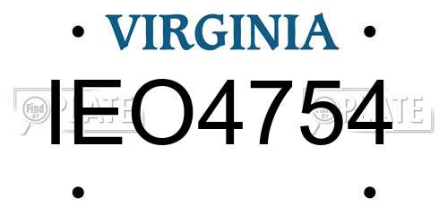 IEO4754 Virginia License Plate