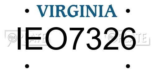 IEO7326 Virginia License Plate