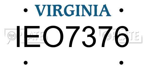 IEO7376 Virginia License Plate