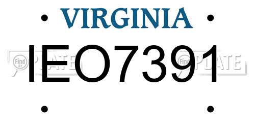IEO7391 Virginia License Plate