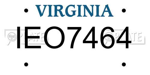 IEO7464 Virginia License Plate