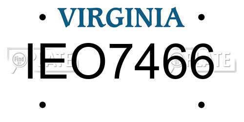 IEO7466 Virginia License Plate