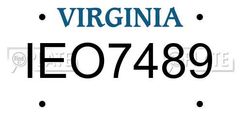 IEO7489 Virginia License Plate