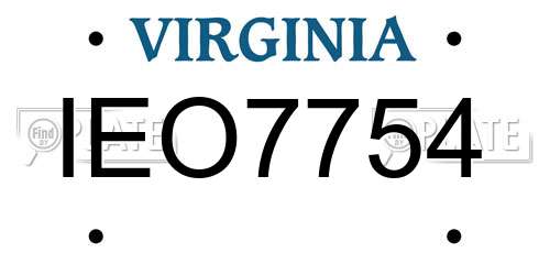 IEO7754 Virginia License Plate