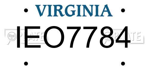 IEO7784 Virginia License Plate