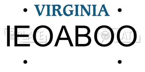 IEOABOO Virginia License Plate