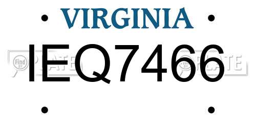 IEQ7466 Virginia License Plate