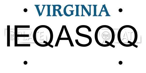 IEQASQQ Virginia License Plate
