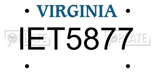 IET5877 Virginia License Plate