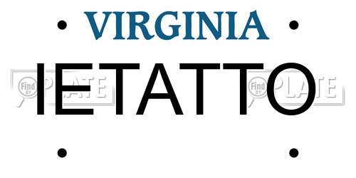 IETATTO Virginia License Plate