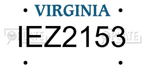IEZ2153 Virginia License Plate