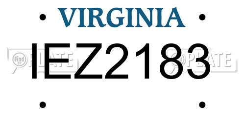 IEZ2183 Virginia License Plate