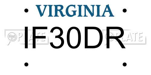 IF30DR Virginia License Plate