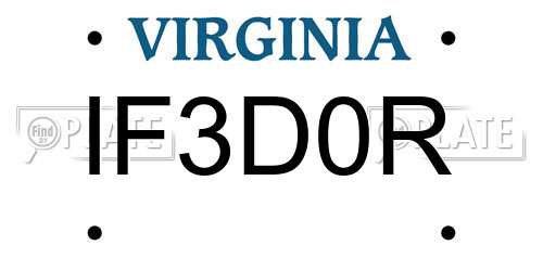 IF3D0R Virginia License Plate
