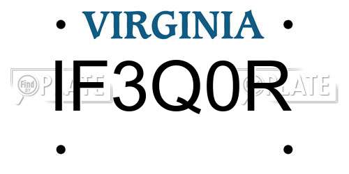IF3Q0R Virginia License Plate