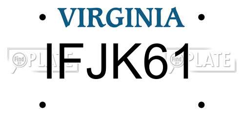 IFJK61 Virginia License Plate