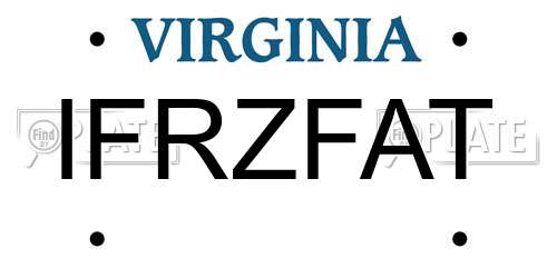 IFRZFAT Virginia License Plate