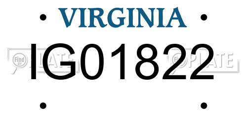 IG01822 Virginia License Plate