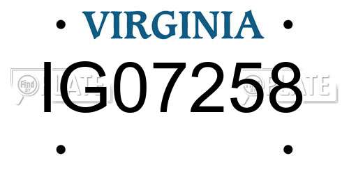 IG07258 Virginia License Plate