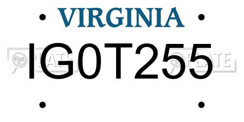 IG0T255 Virginia License Plate