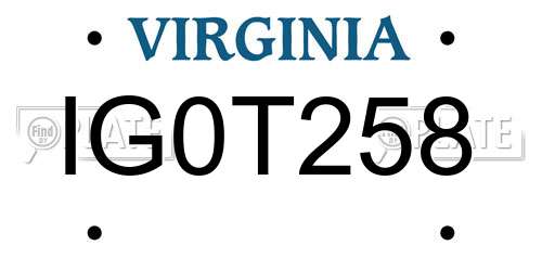 IG0T258 Virginia License Plate