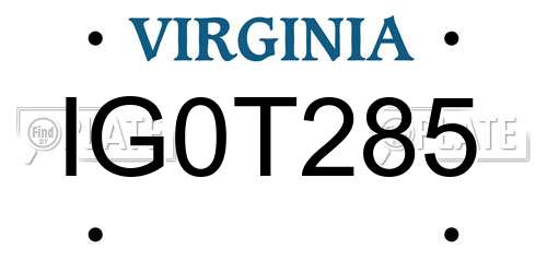IG0T285 Virginia License Plate