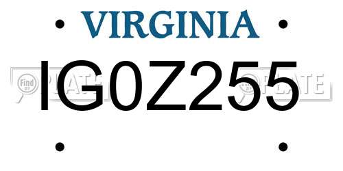 IG0Z255 Virginia License Plate