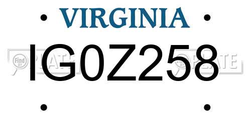 IG0Z258 Virginia License Plate