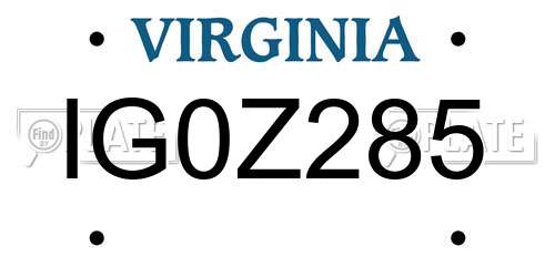 IG0Z285 Virginia License Plate