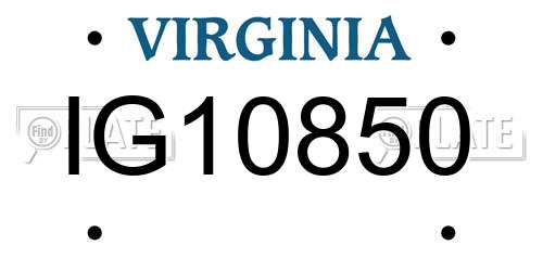 IG10850 Virginia License Plate