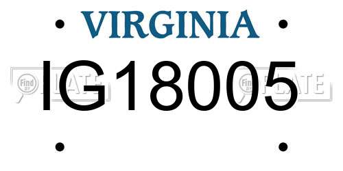 IG18005 Virginia License Plate