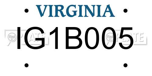 IG1B005 Virginia License Plate