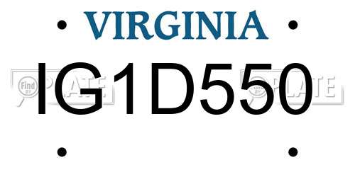 IG1D550 Virginia License Plate
