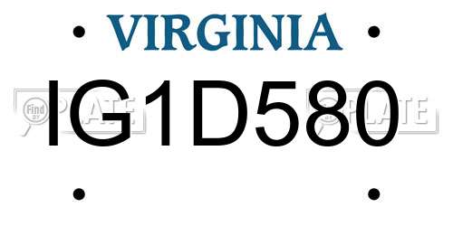 IG1D580 Virginia License Plate