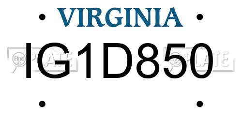 IG1D850 Virginia License Plate