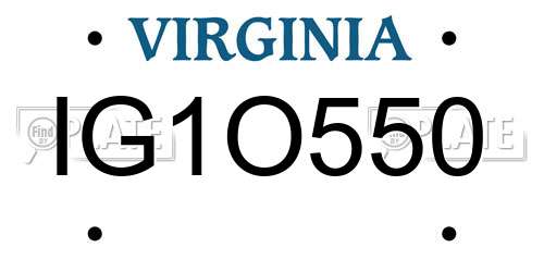 IG1O550 Virginia License Plate