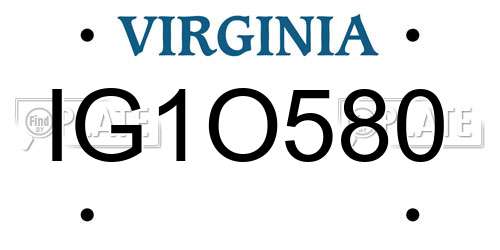 IG1O580 Virginia License Plate