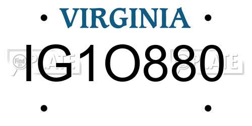 IG1O880 Virginia License Plate