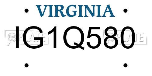 IG1Q580 Virginia License Plate