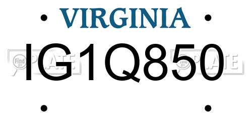 IG1Q850 Virginia License Plate