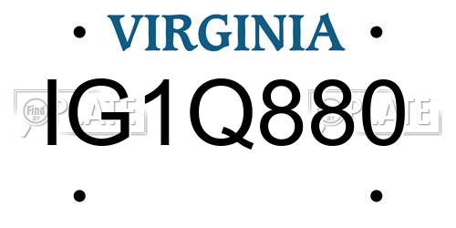IG1Q880 Virginia License Plate