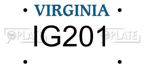IG201 Virginia License Plate