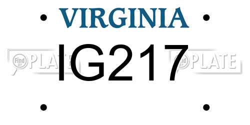 IG217 Virginia License Plate