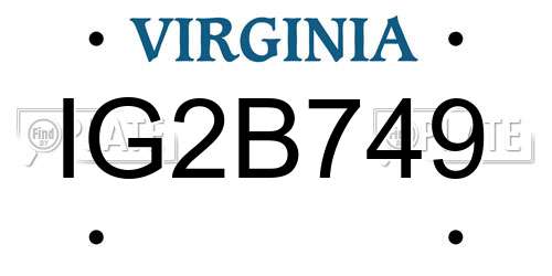 IG2B749 Virginia License Plate