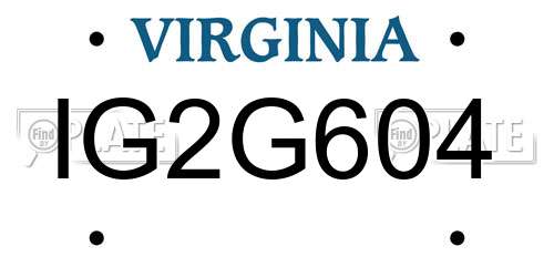 IG2G604 Virginia License Plate