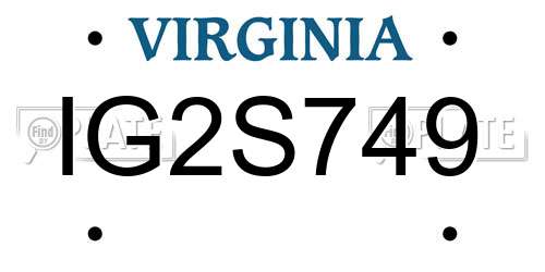 IG2S749 Virginia License Plate