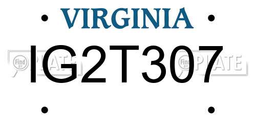 IG2T307 Virginia License Plate