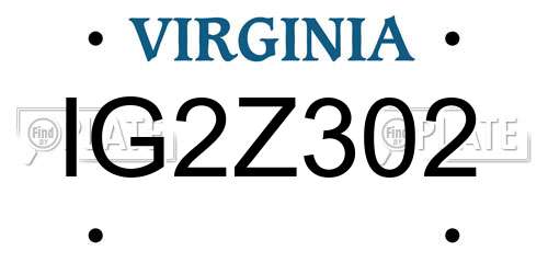 IG2Z302 Virginia License Plate